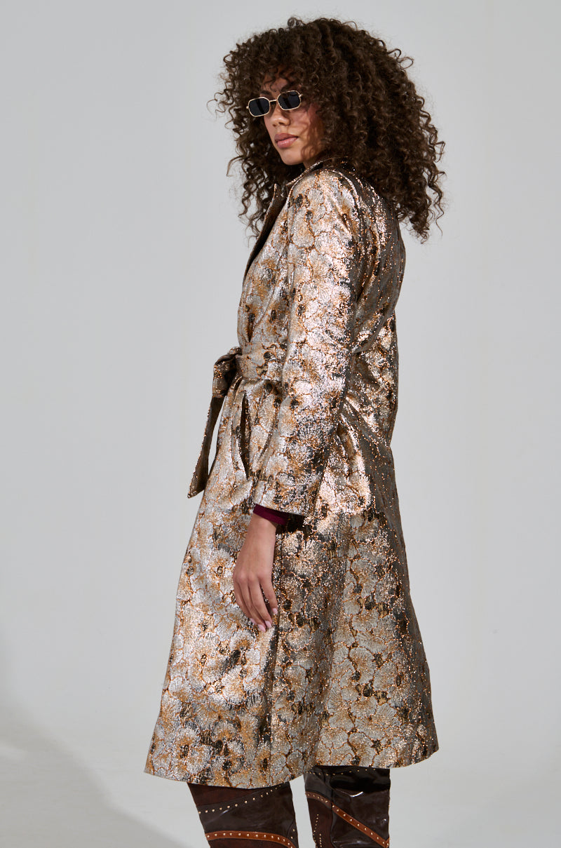 CITY LIGHTS BROCADE TRENCH