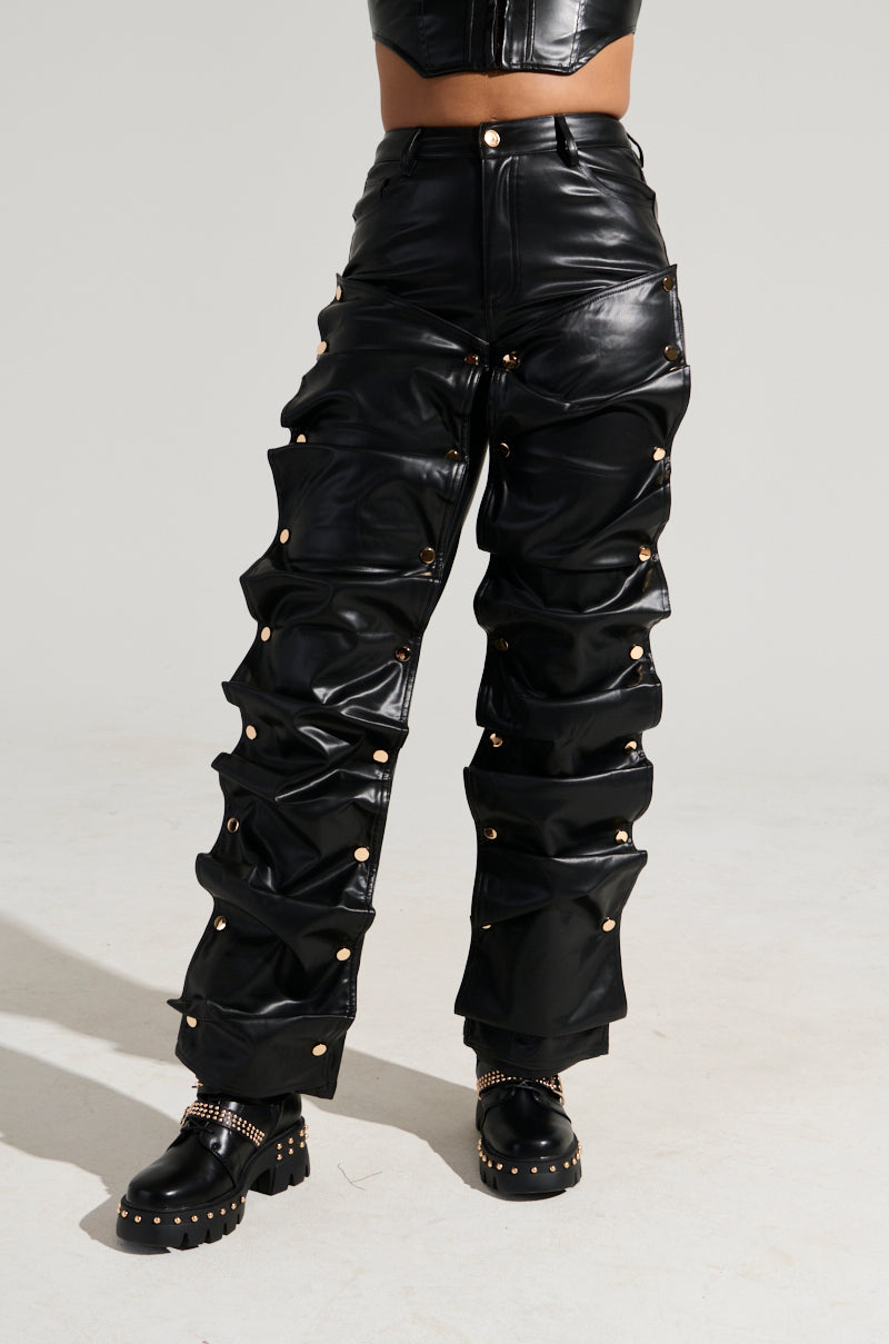 SNAP OUT OF IT FAUX LEATHER PANT