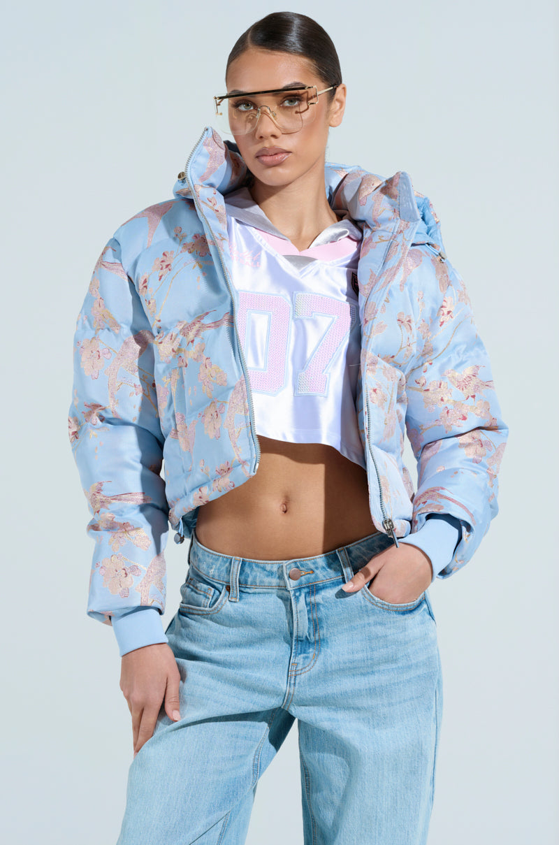 WINTER BLUES BROCADE PUFFER