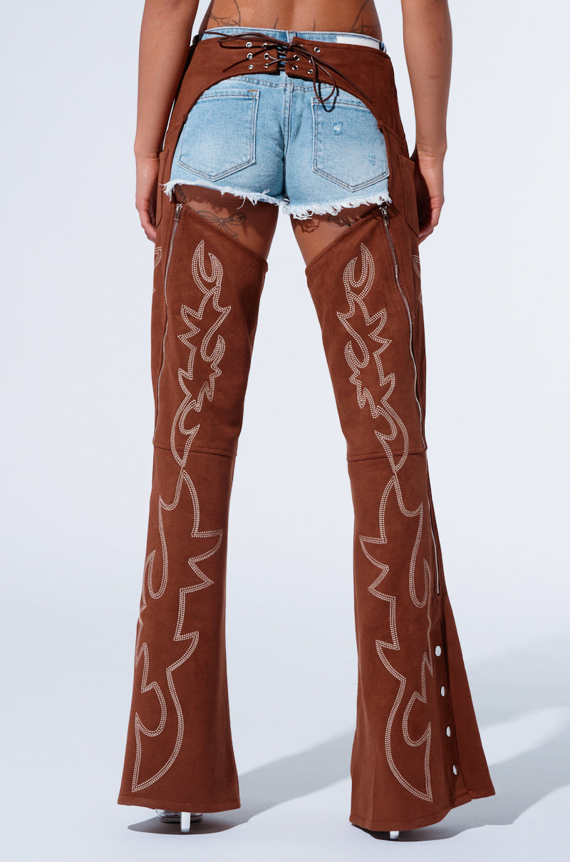 SMOKE HOUR SUEDE CHAPS IN BROWN