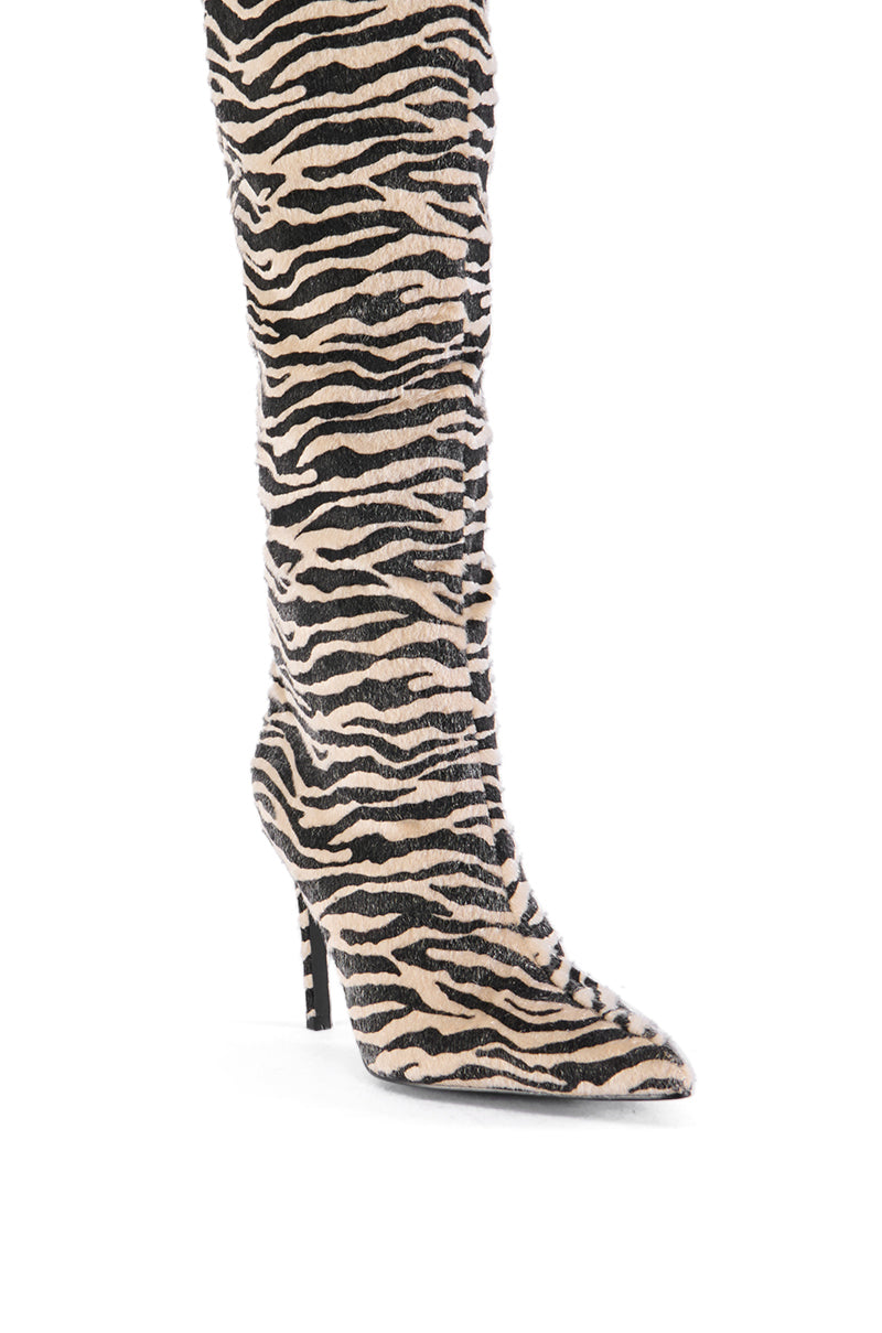 AZALEA WANG MULTI PONY HAIR ZEBRA BOOT