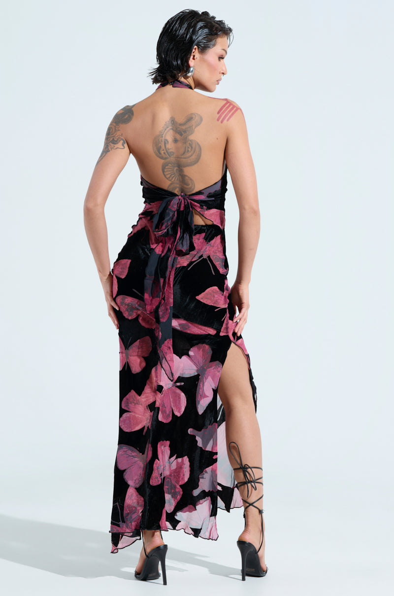 YOU GIVE ME BUTTERFLIES MESH MAXI DRESS