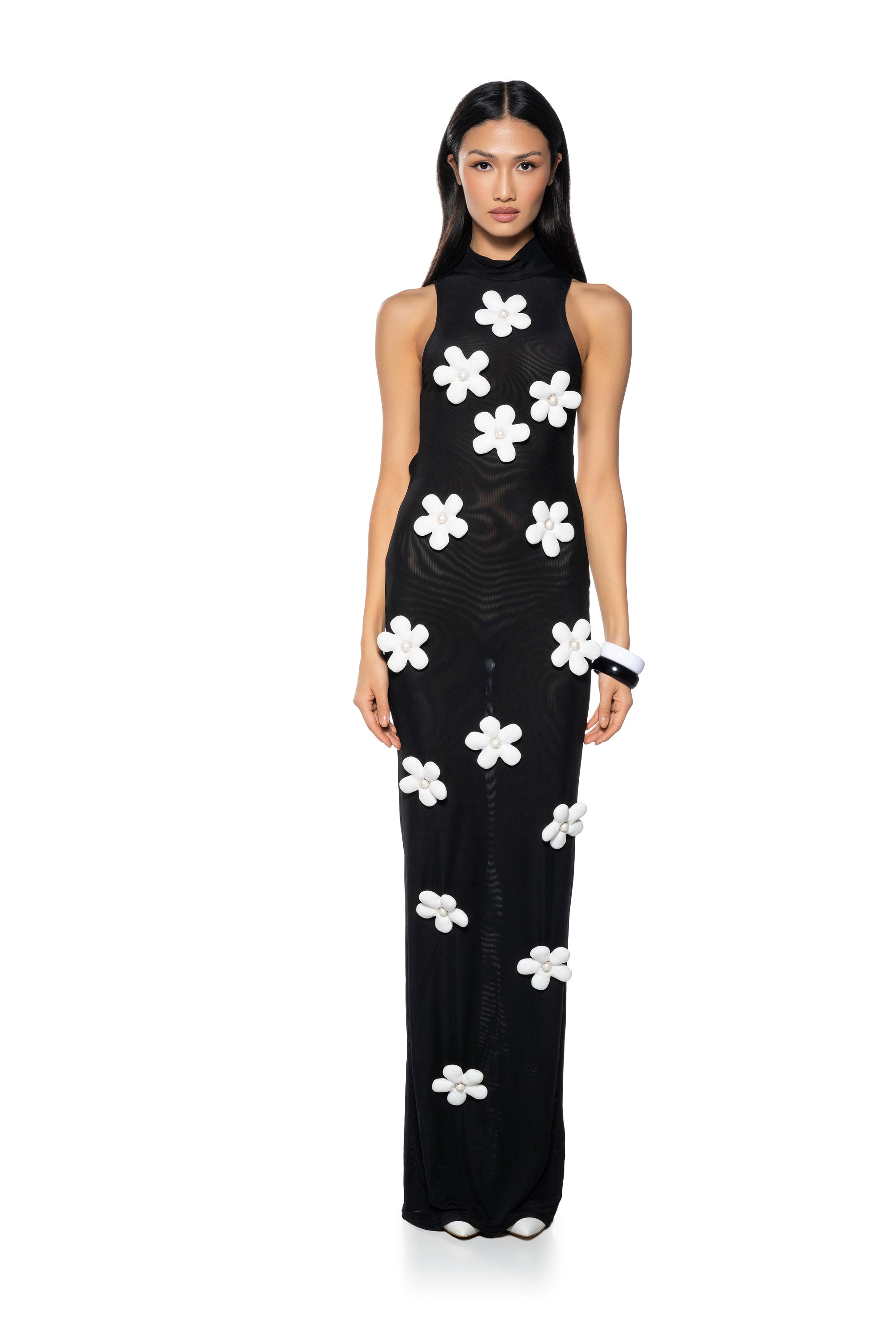 FLOWER POWER MESH MAXI DRESS