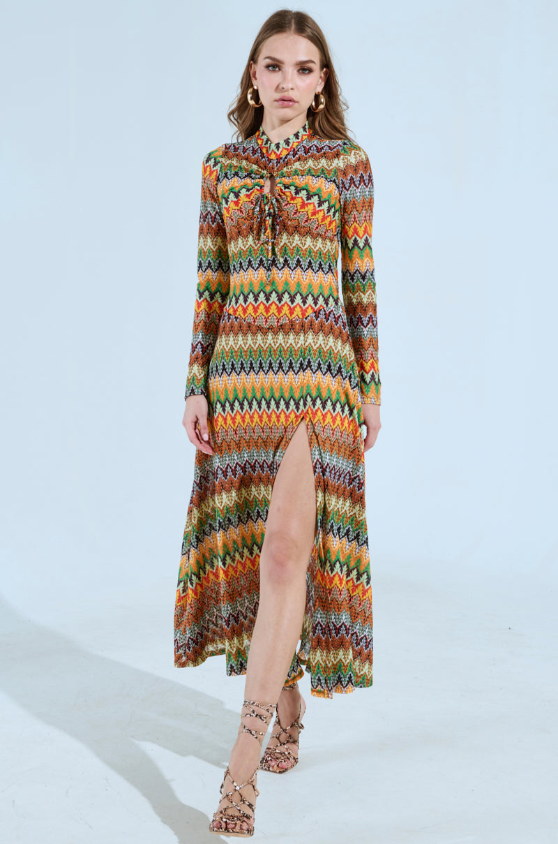 BAYLEE ABSTRACT PRINT KNIT MAXI DRESS