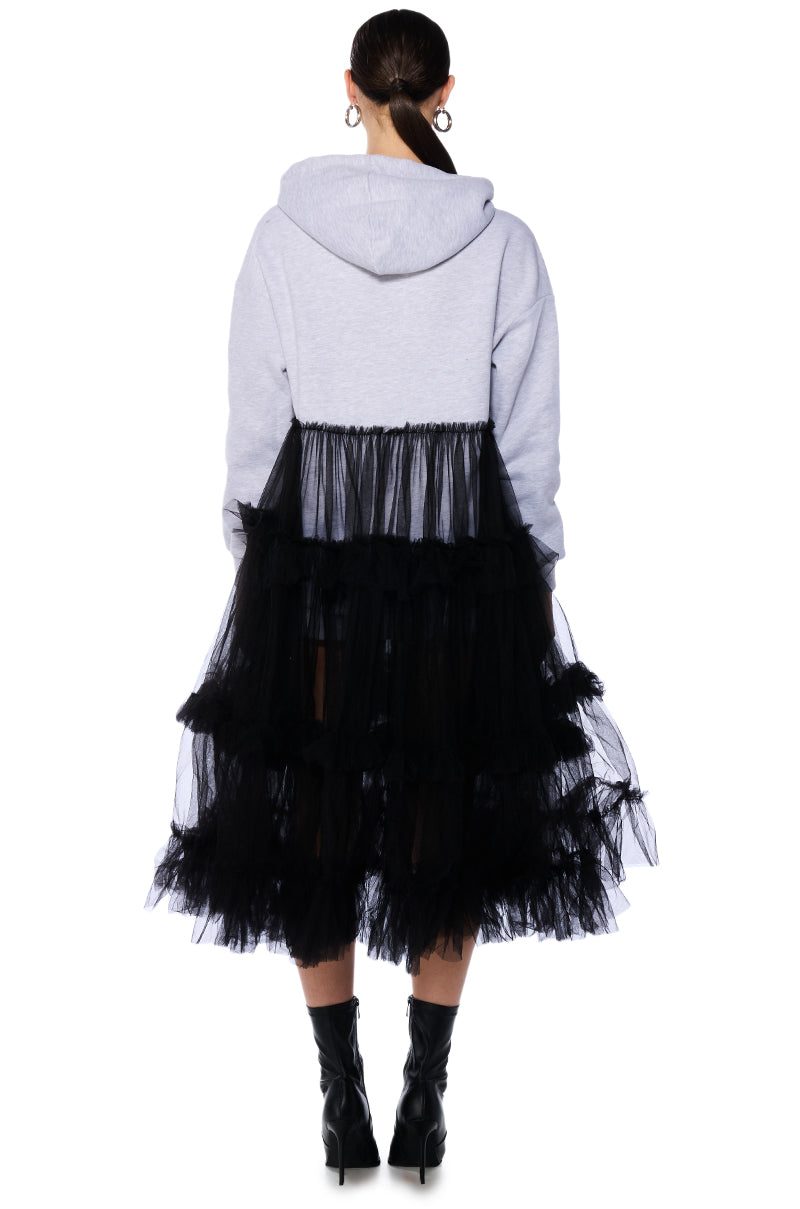 SPORTY CHIC TULLE HOODIE DRESS