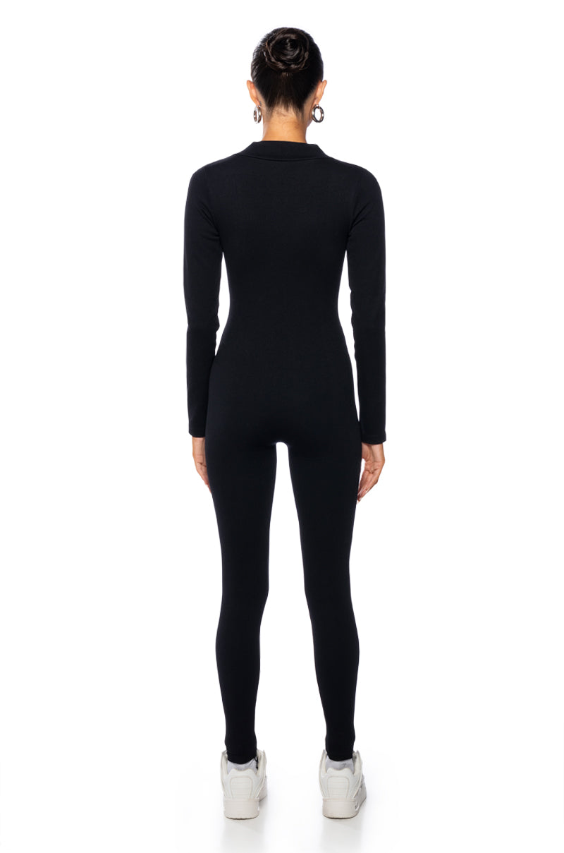 BACK TO THE BASICS ZIP FRONT LONG SLEEVE CATSUIT