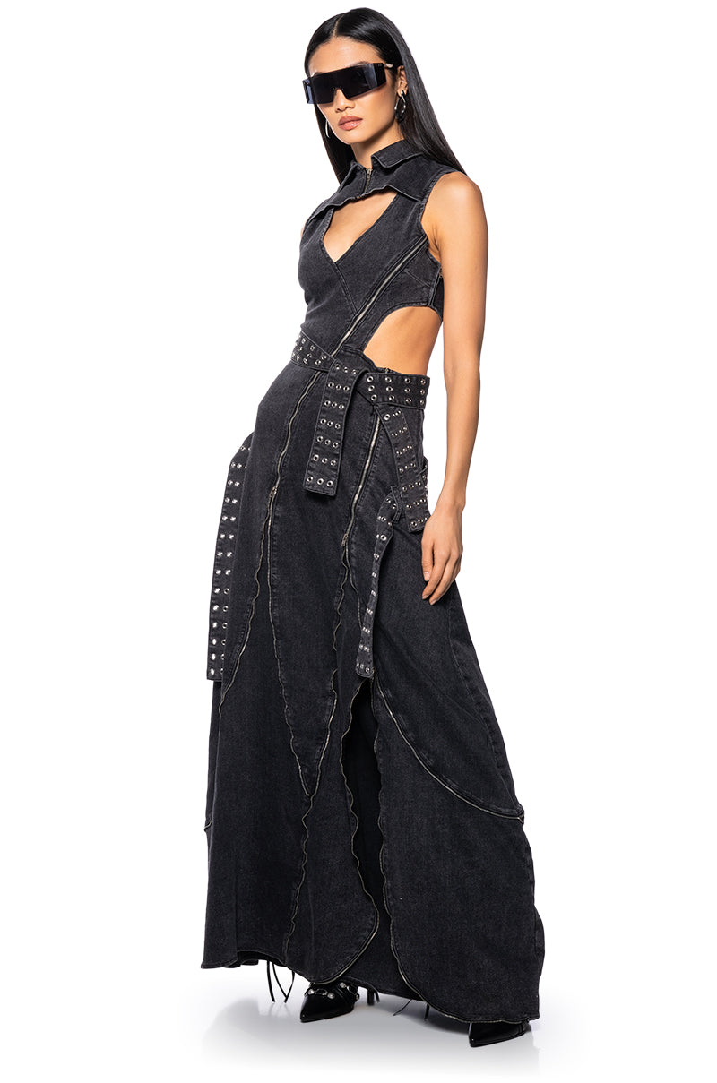 EVERY WHICH WAY ZIPPER MAXI DRESS