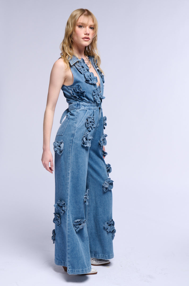 SHILOH FLORAL DENIM JUMPSUIT