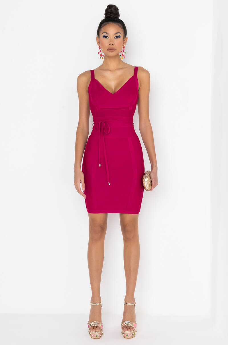 LEADING THE WAY BANDAGE MINI DRESS PINK