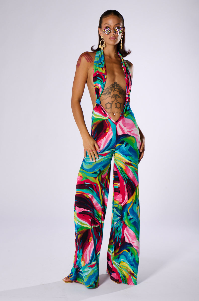 DEVORA ABSTRACT MESH JUMPSUIT