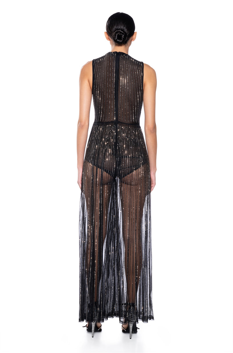 SHEER ME ROAR MESH JUMPSUIT IN BLACK