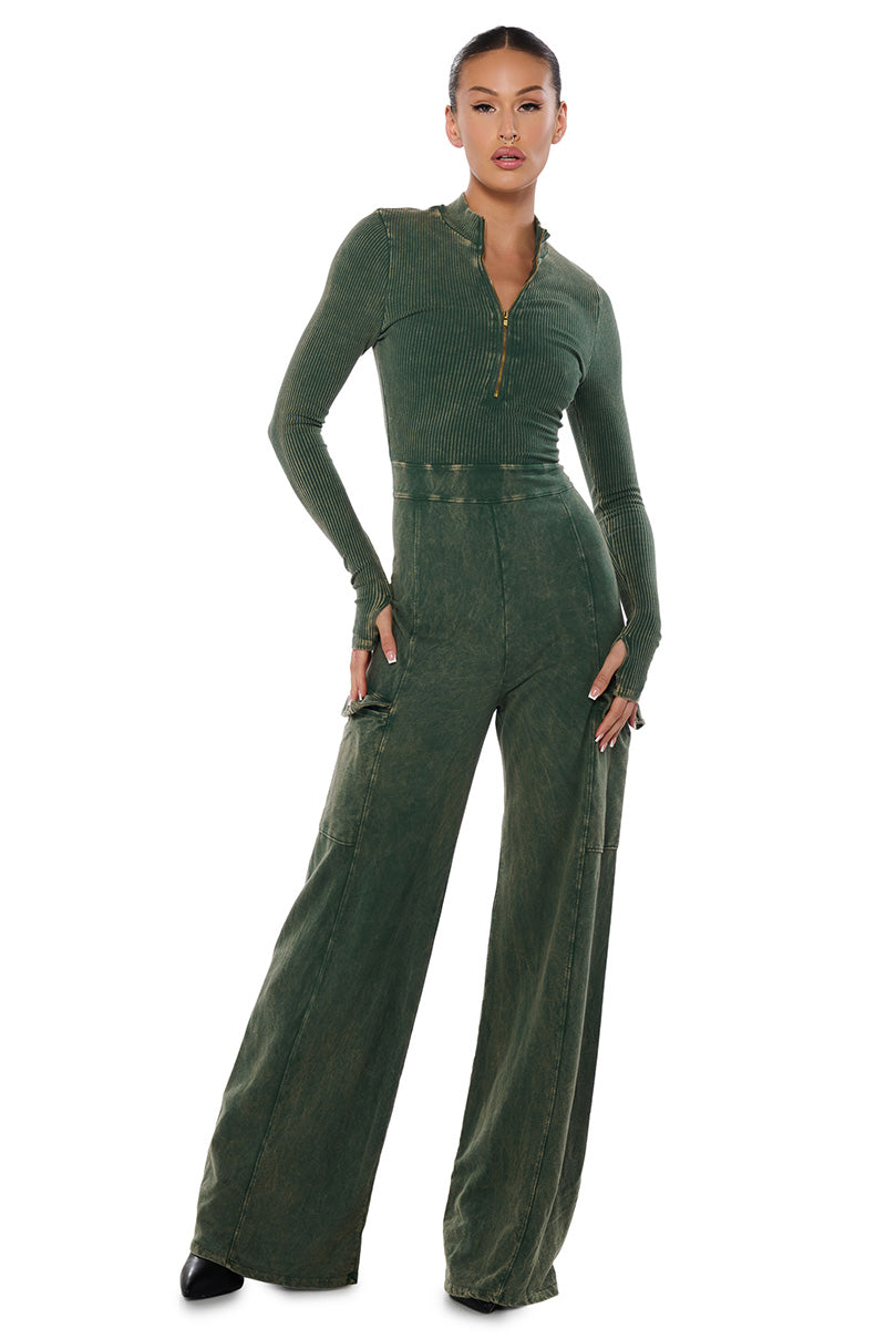 KELLY QUARTER ZIP CARGO JUMPSUIT