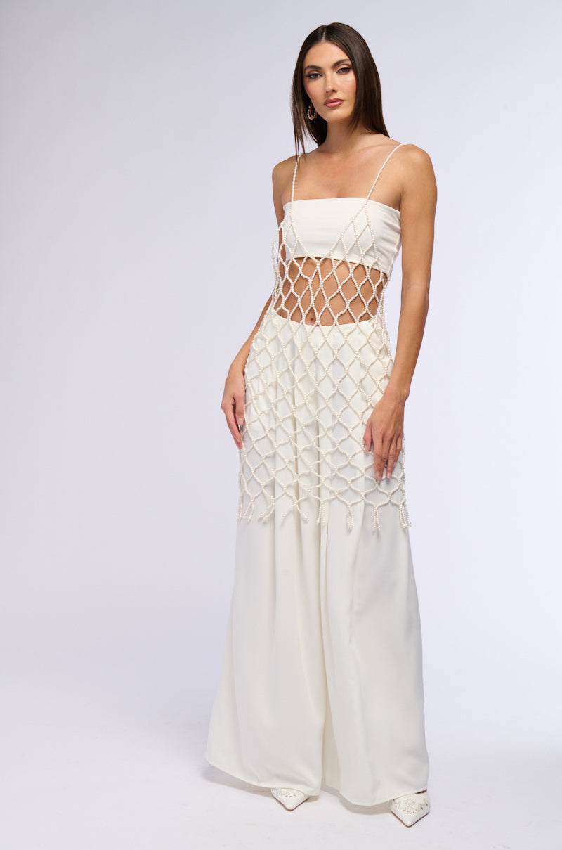 URSULA PEARL BEADED MIDI DRESS