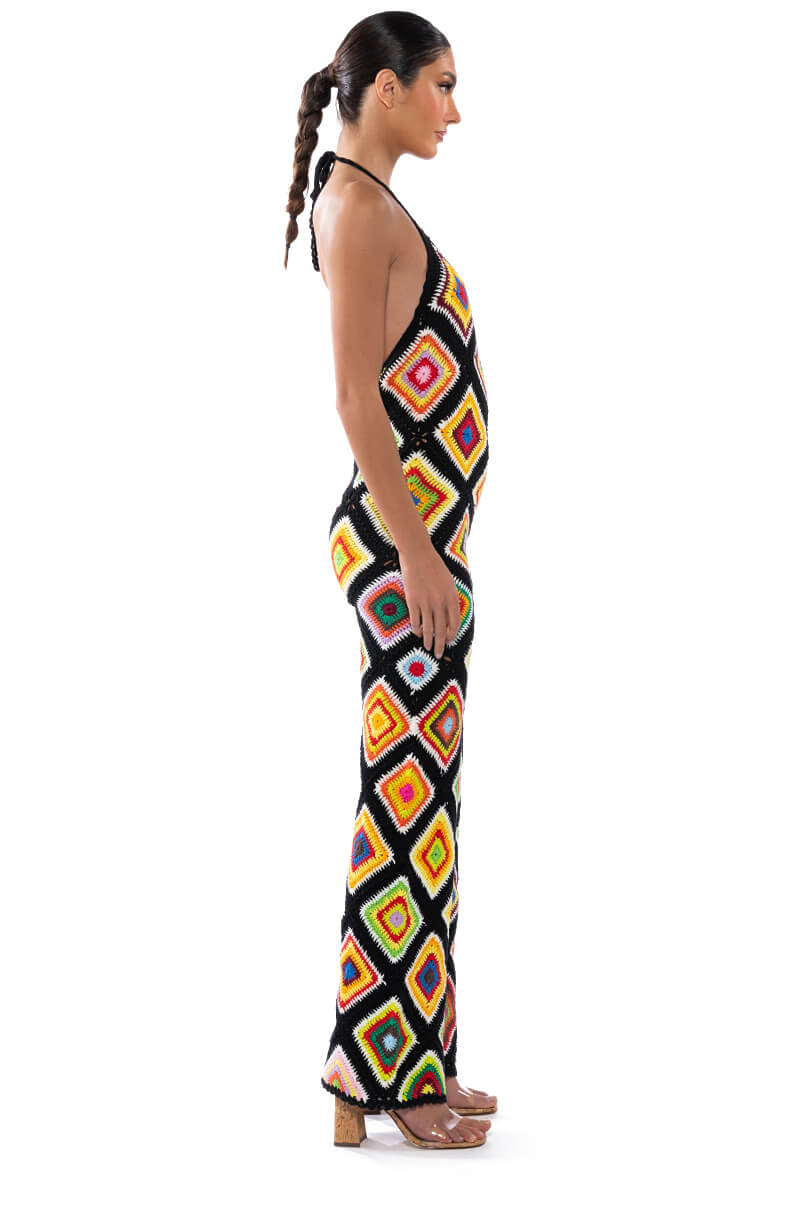 THE WAY YOU GROOVE CROCHET HALTER JUMPSUIT
