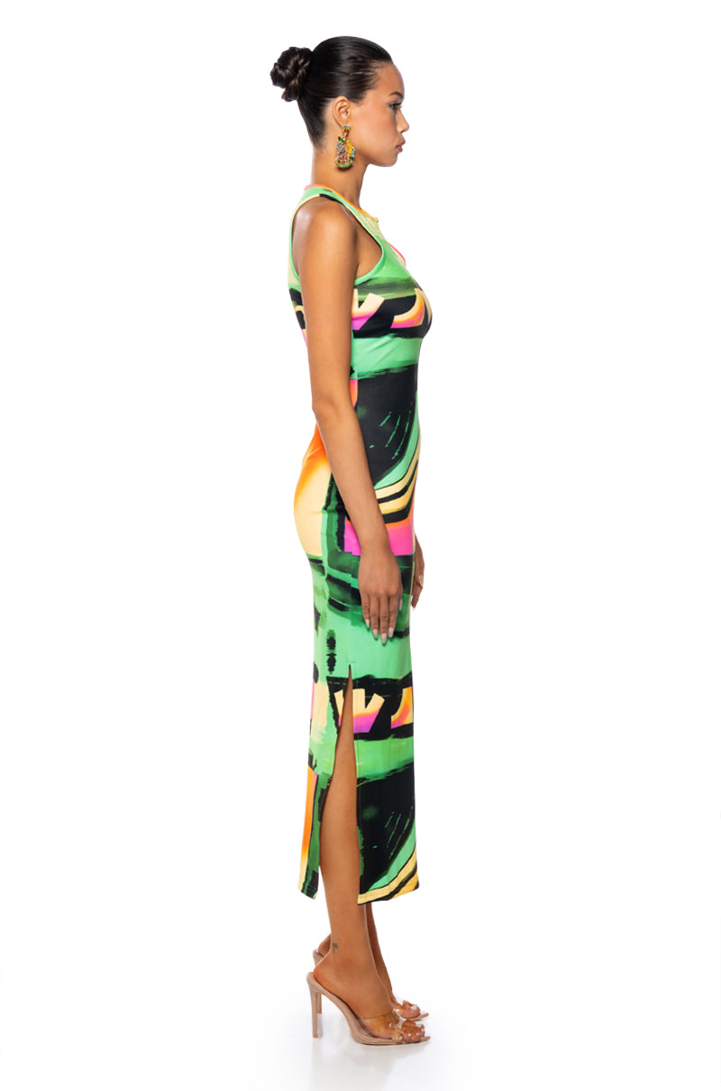 90'S BABY ABSTRACT PRINT MAXI DRESS