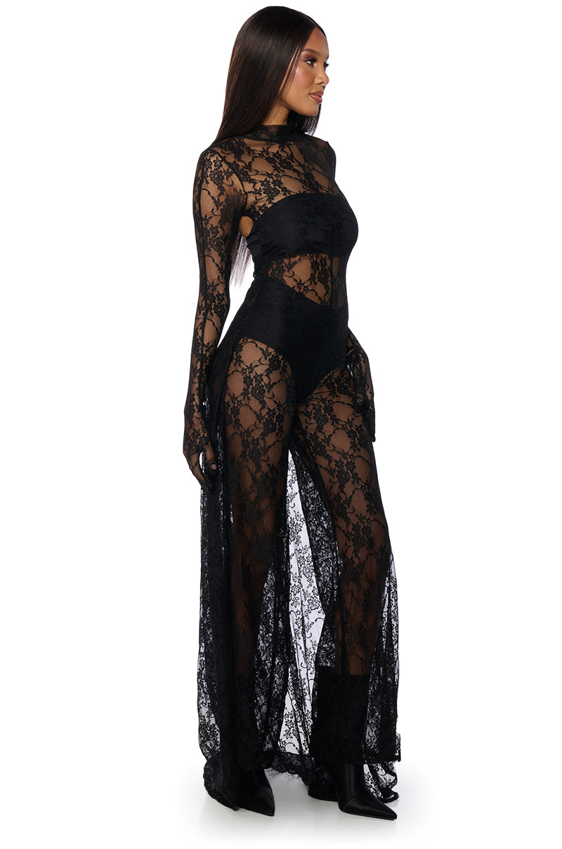 WORK THE ROOM LACE JUMPSUIT