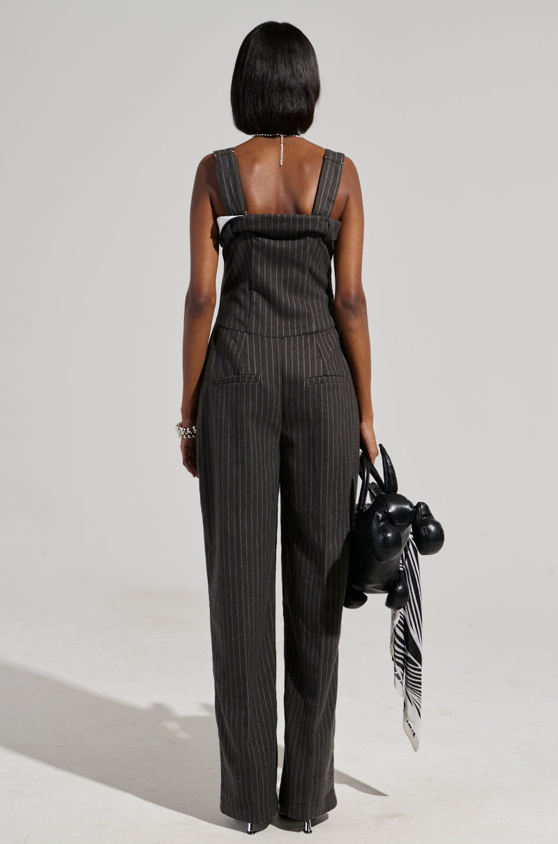 RITA PINSTRIPE SUITED JUMPSUIT
