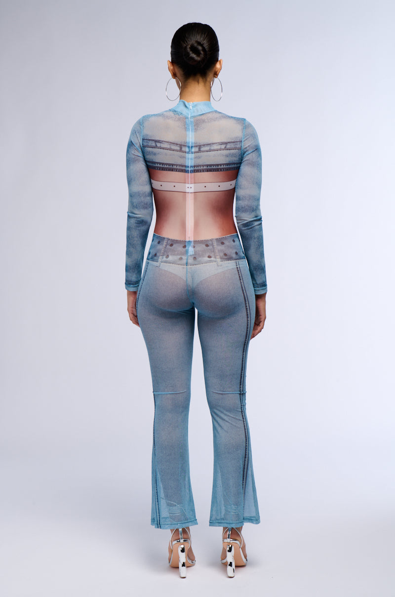 JESSICA MESH PRINTED JUMPSUIT
