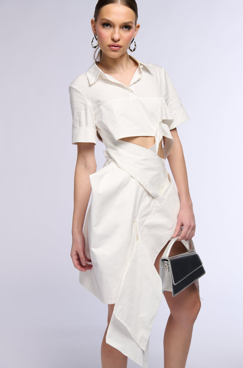 RIRI CUT OUT POPLIN MIDI DRESS