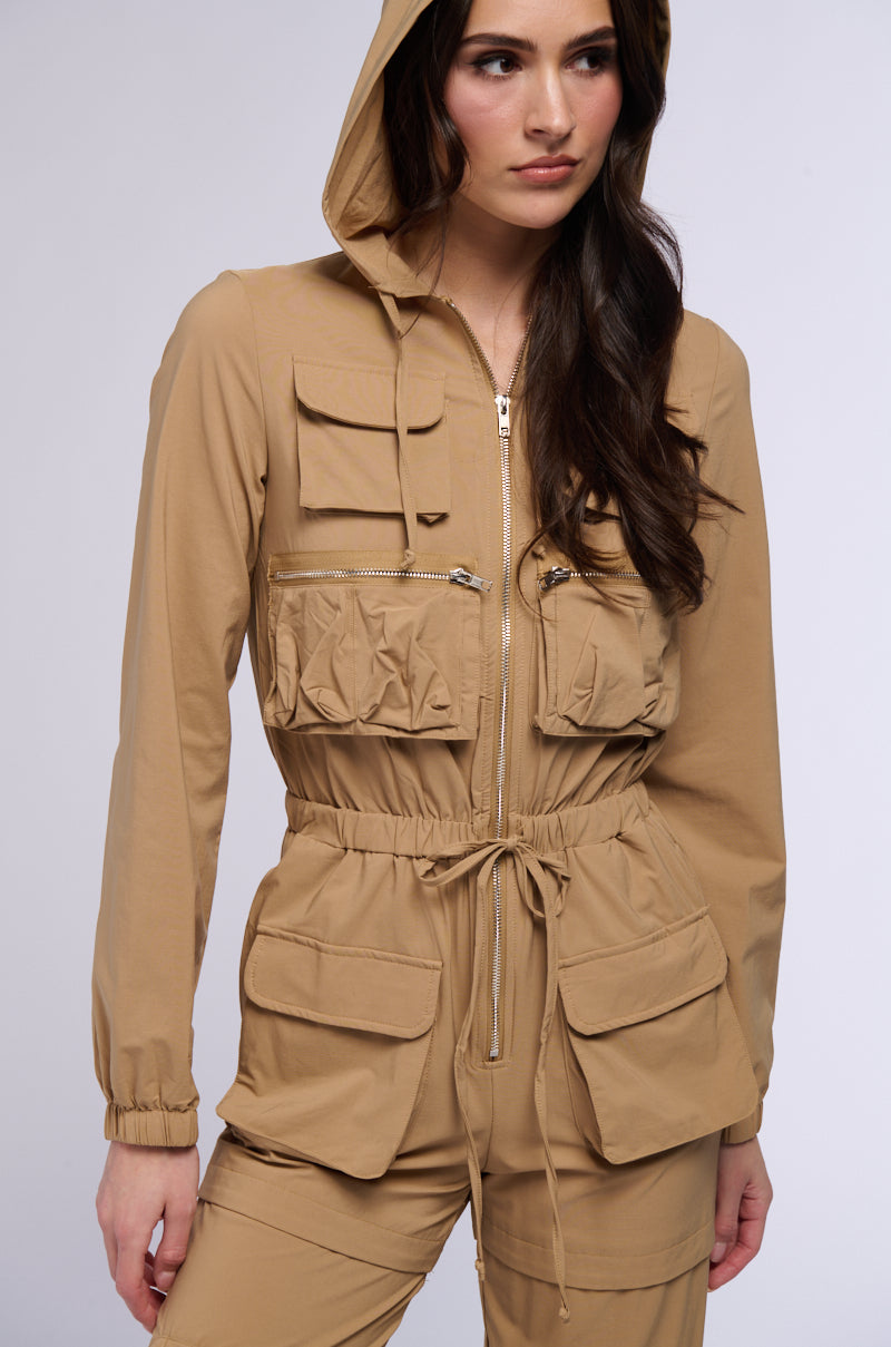 PENNY HOODED CARGO JUMPSUIT