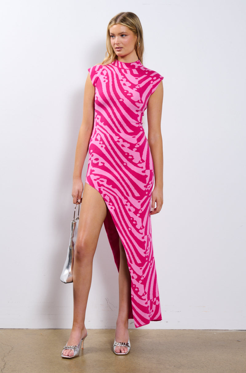 CAUGHT MY EYE MOCK NECK KNIT MIDI DRESS