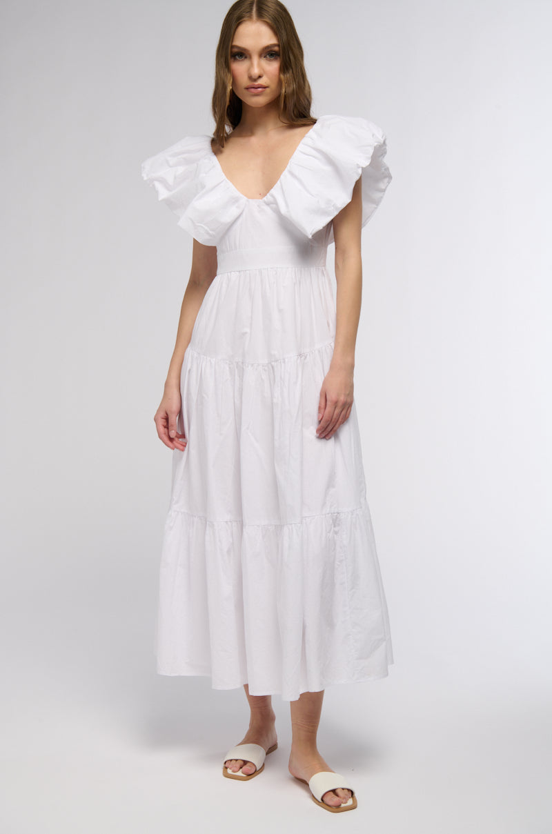 SUNDAY MARKET POPLIN CAP SLEEVE MAXI DRESS