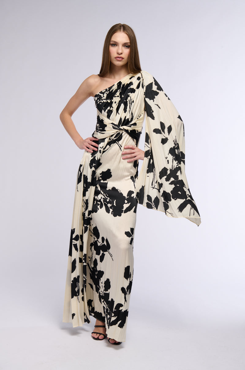 ISNT SHE LOVELY PRINTED SATIN PLEATED JUMPSUIT