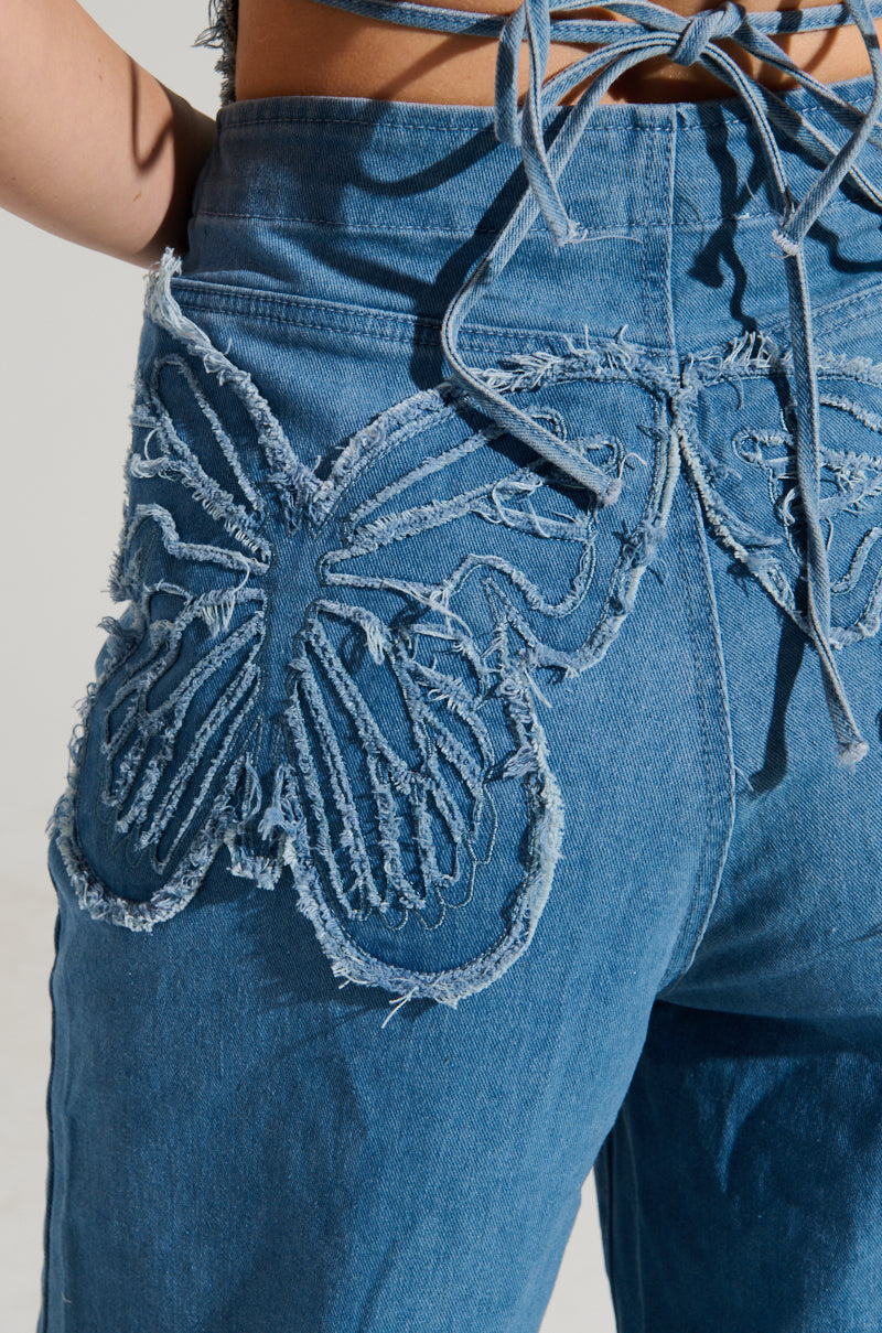 SPREAD YOUR WINGS DENIM BUTTERFLY JUMPSUIT