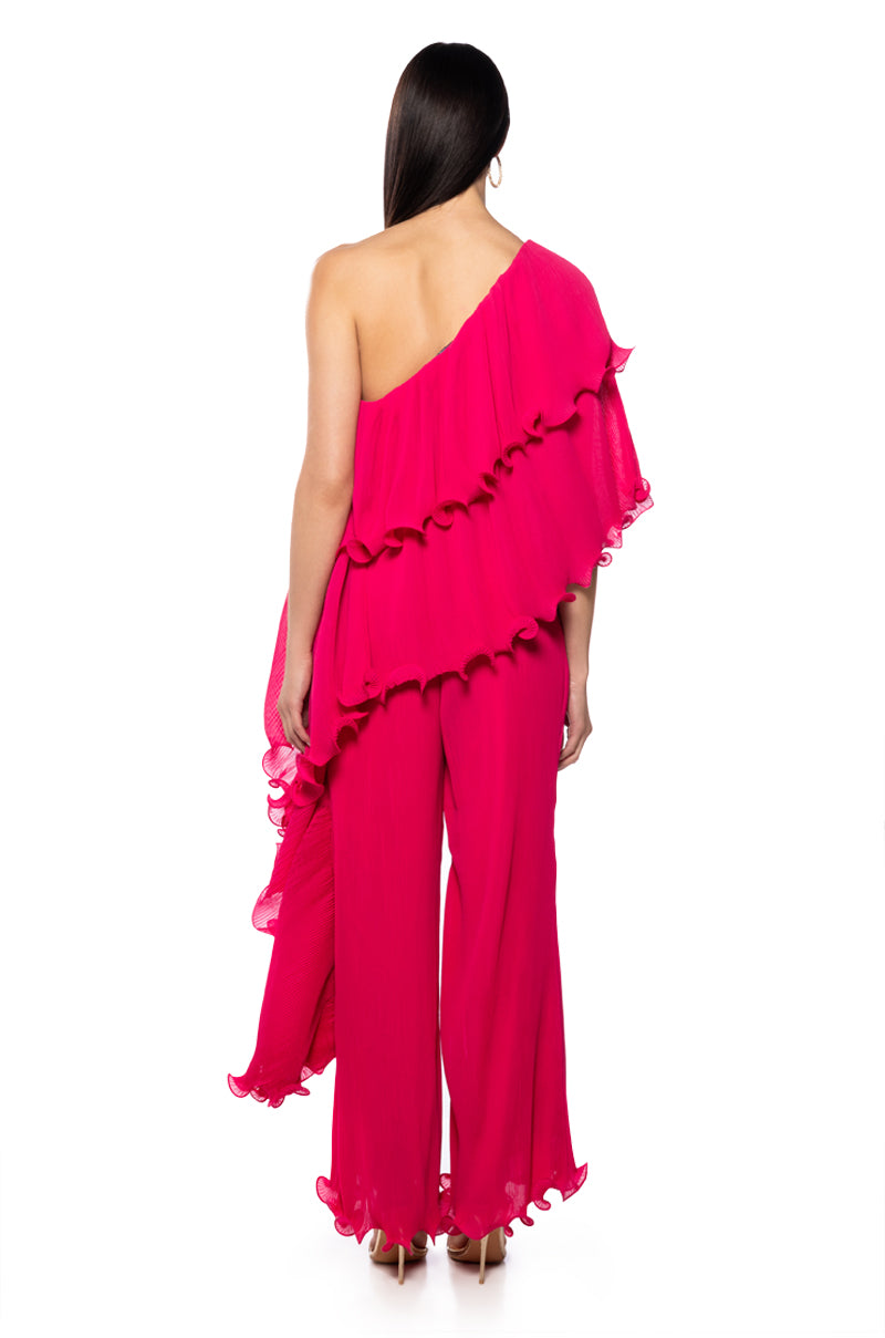 LUCIA PLEATED ONE SHOULDER JUMPSUIT