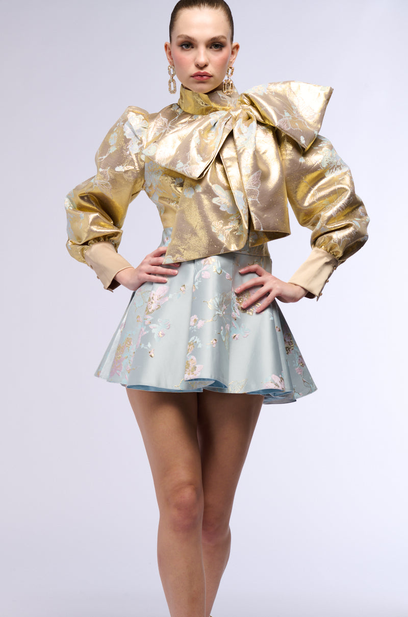 RENAISSANCE TWO TONED BROCADE METALLIC MINI DRESS