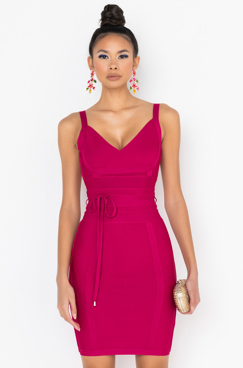 LEADING THE WAY BANDAGE MINI DRESS PINK