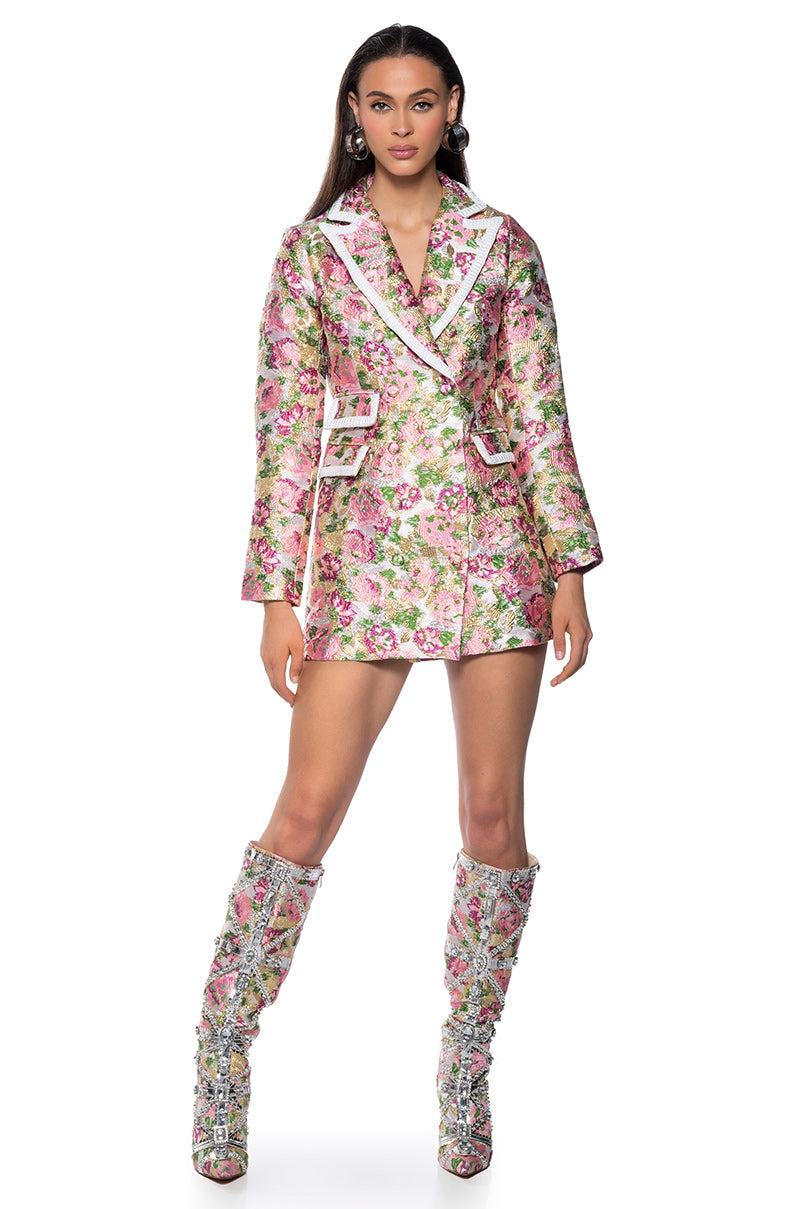 FLORAL DREAMS BROCADE SUIT DRESS