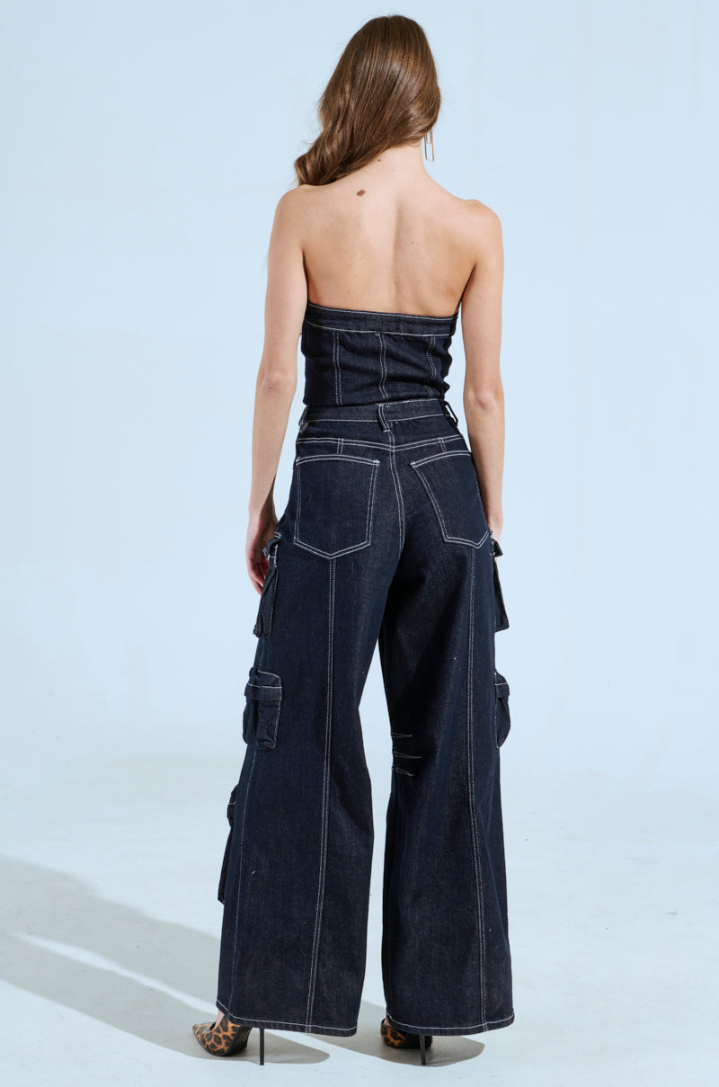 CAUGHT YOUR EYE DENIM JUMPSUIT