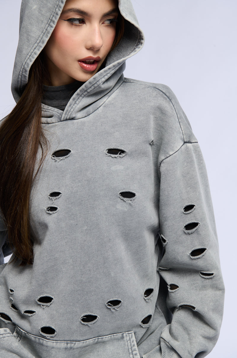 HOLY MOLY DISTRESSED SWEATSHIRT DRESS