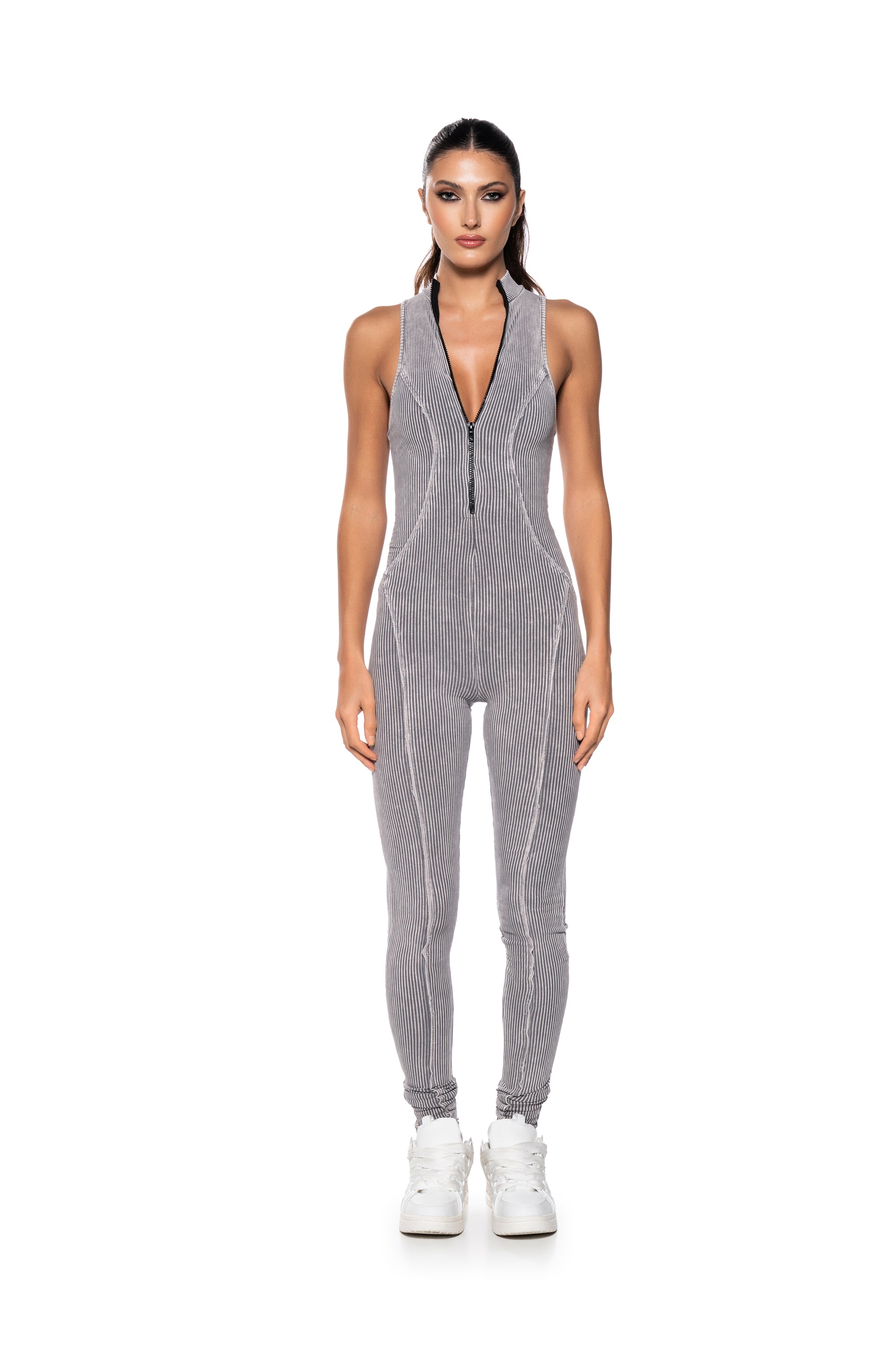 TATIANA ZIP FRONT FITTED JUMPSUIT