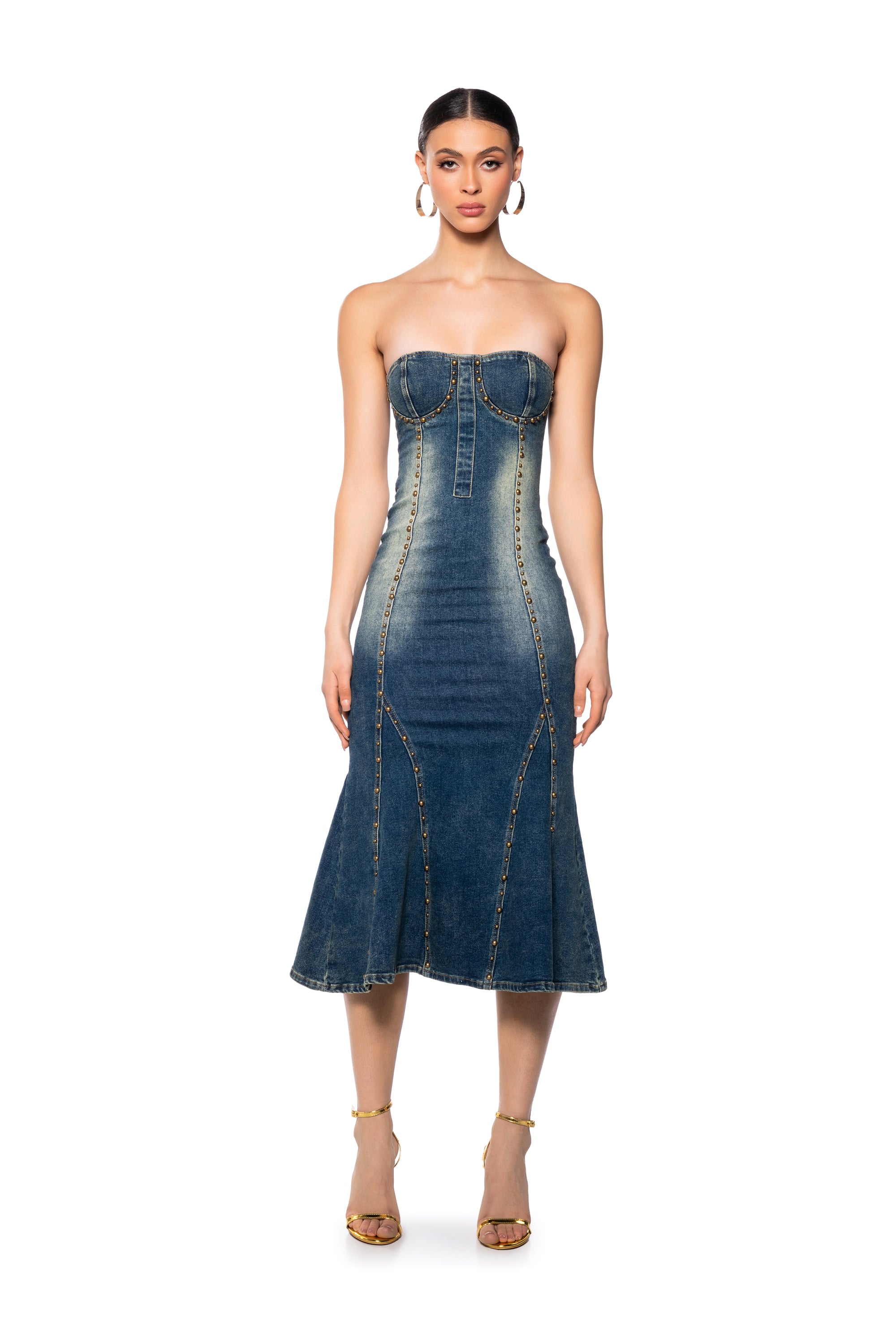 SO Y2K DENIM MIDI DRESS