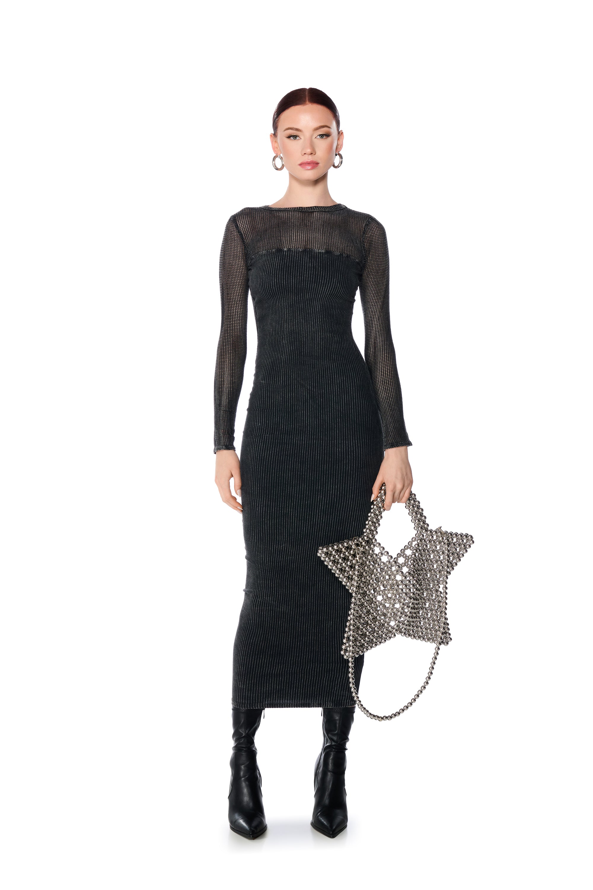 RENEE MESH KNIT MIDI DRESS