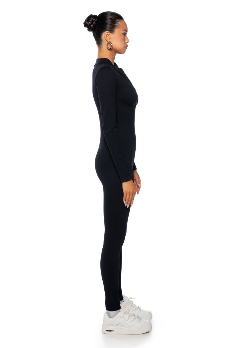 BACK TO THE BASICS ZIP FRONT LONG SLEEVE CATSUIT