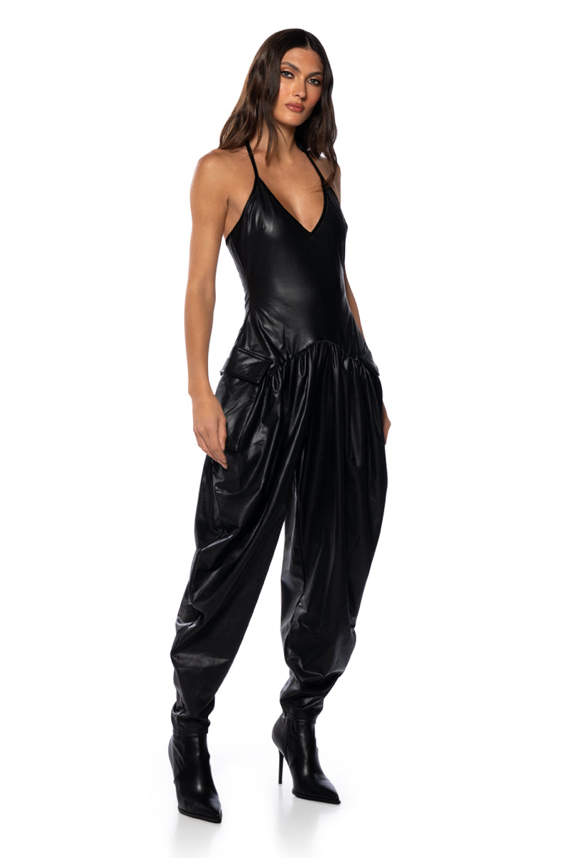 THALIA RELAXED FIT HALTER NECK JUMPSUIT
