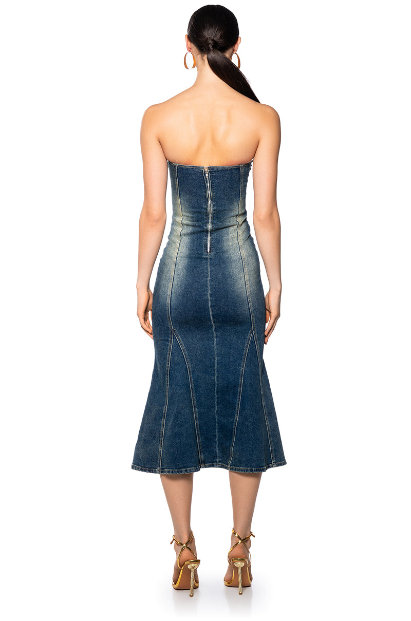 SO Y2K DENIM MIDI DRESS