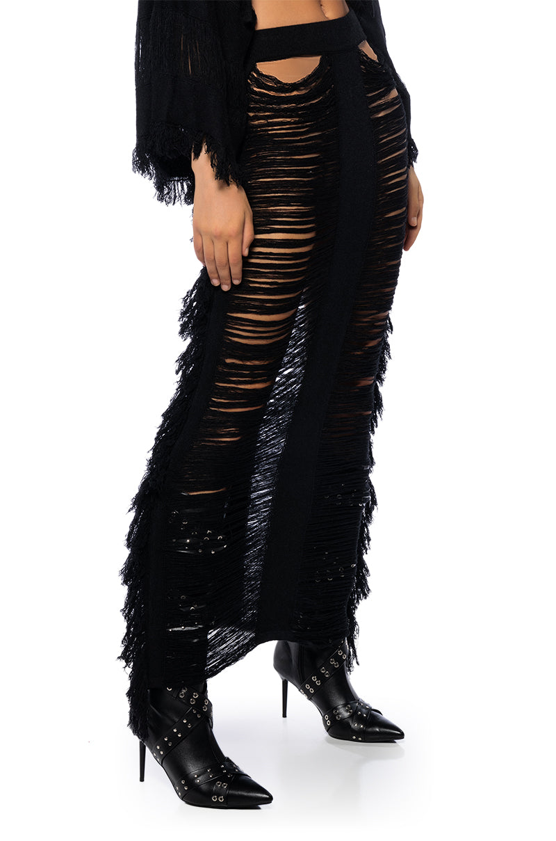 KIMBELLA FRINGED TWO PIECE MAXI SKIRT SET