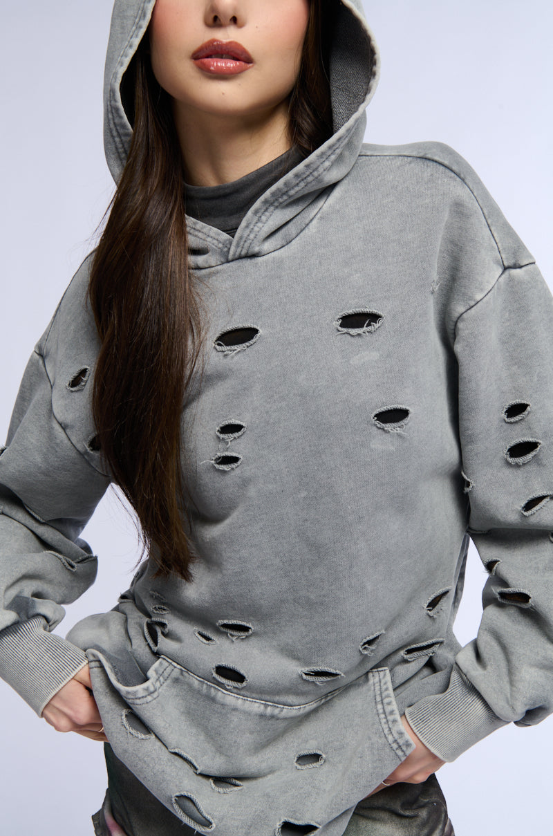 HOLY MOLY DISTRESSED SWEATSHIRT DRESS