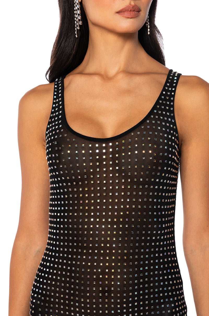 YULIA MESH SPARKLE MIDI DRESS
