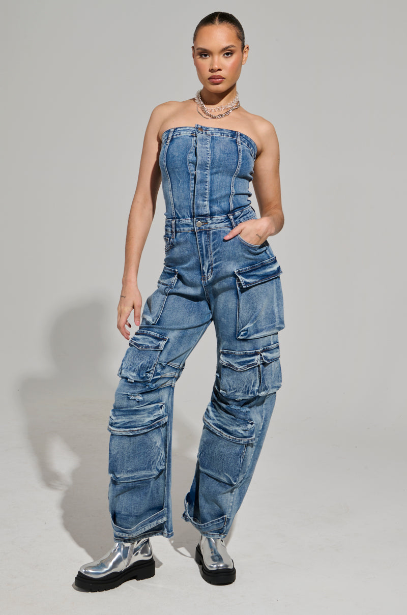 ROUND IT UP DENIM JUMPSUIT