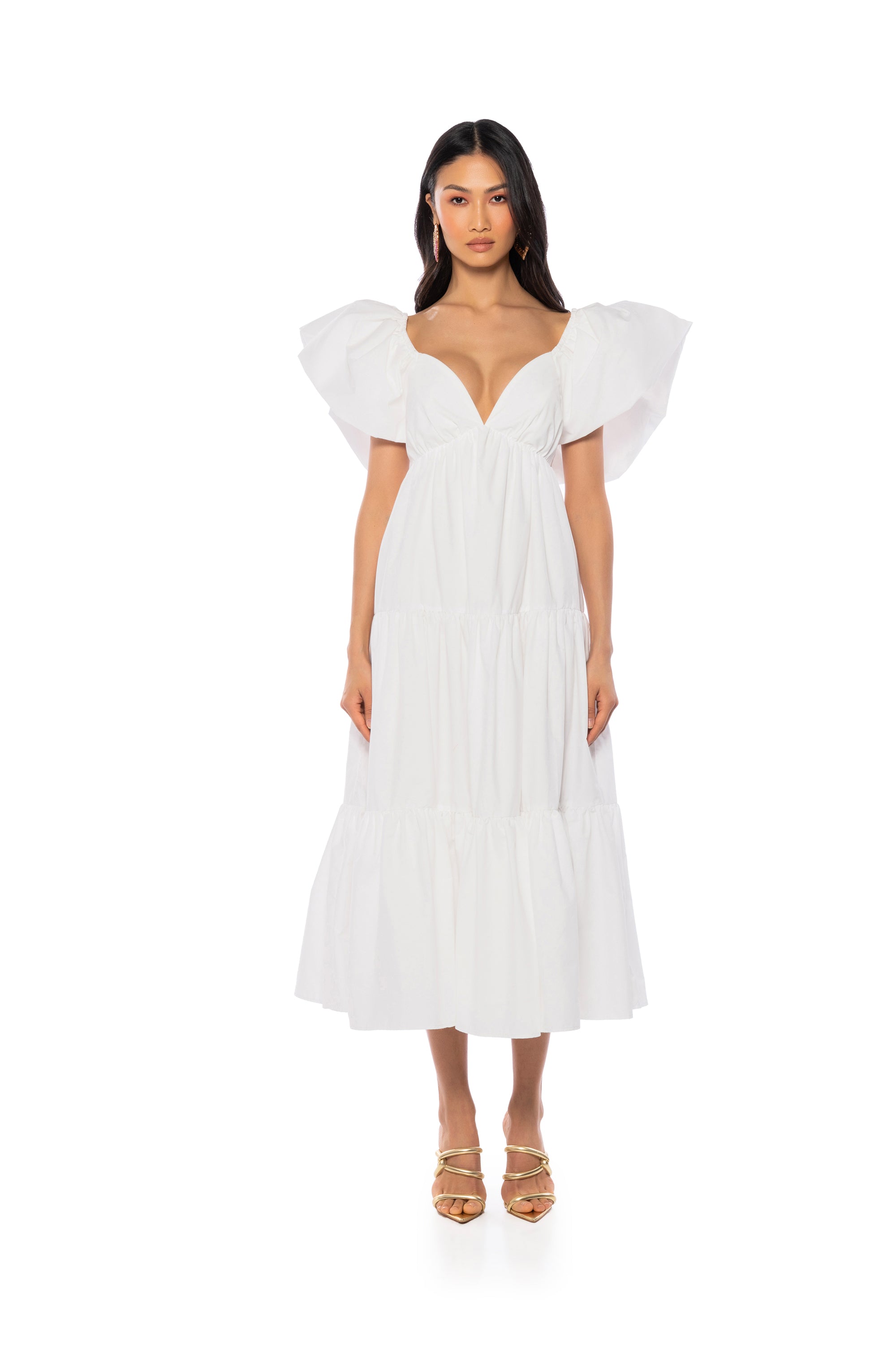 ANGELINA PUFF SLEEVE MAXI DRESS IN WHITE