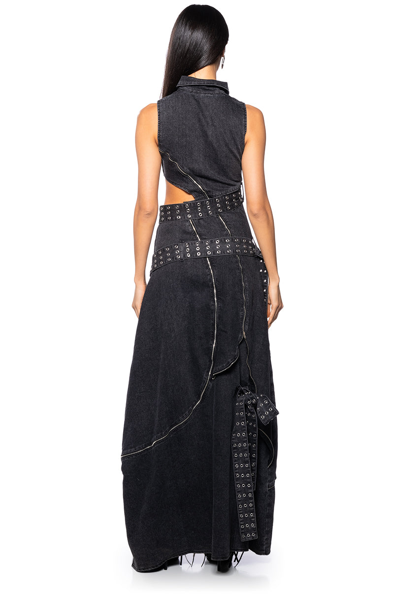 EVERY WHICH WAY ZIPPER MAXI DRESS