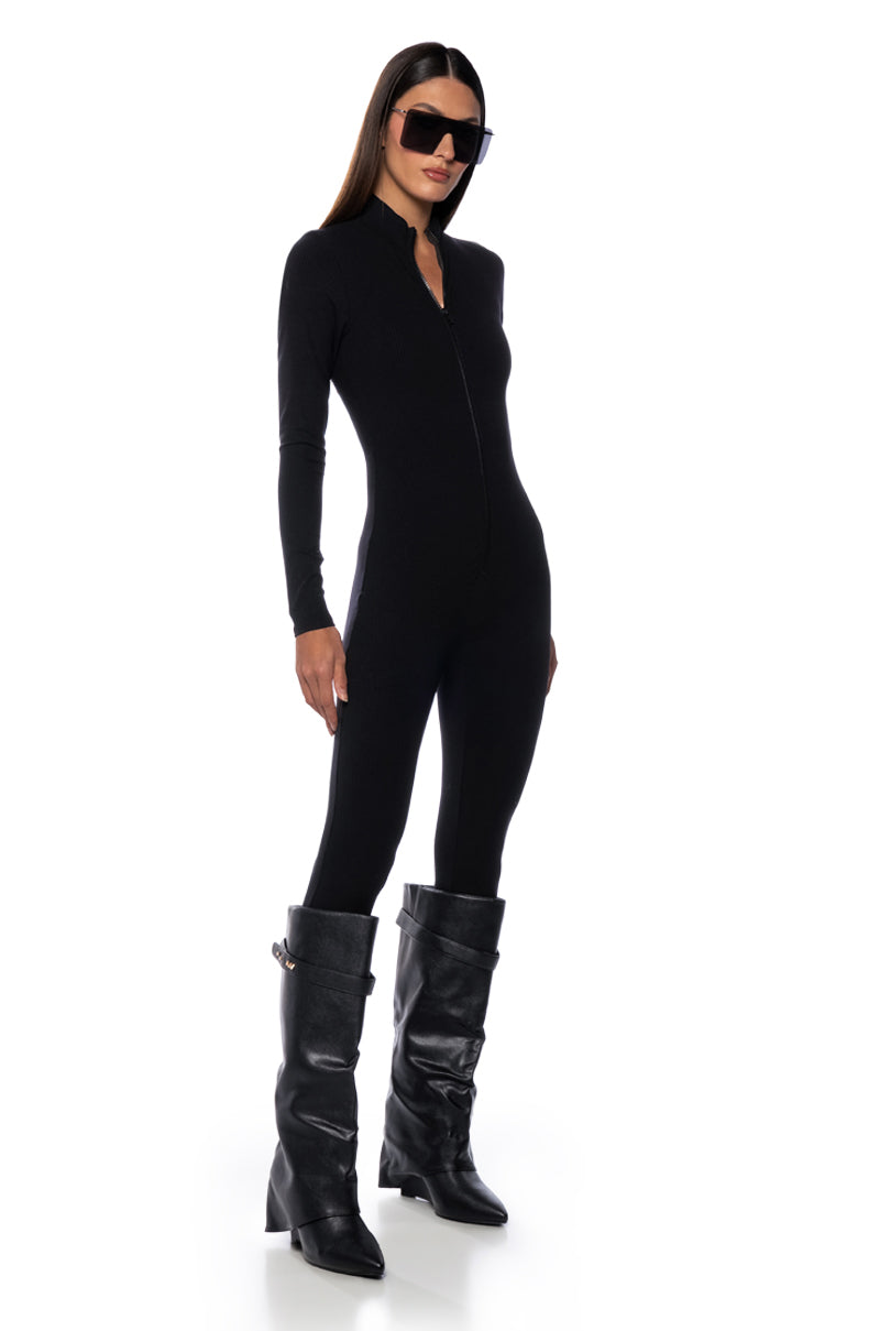 STEP UP ZIP FRONT JUMPSUIT