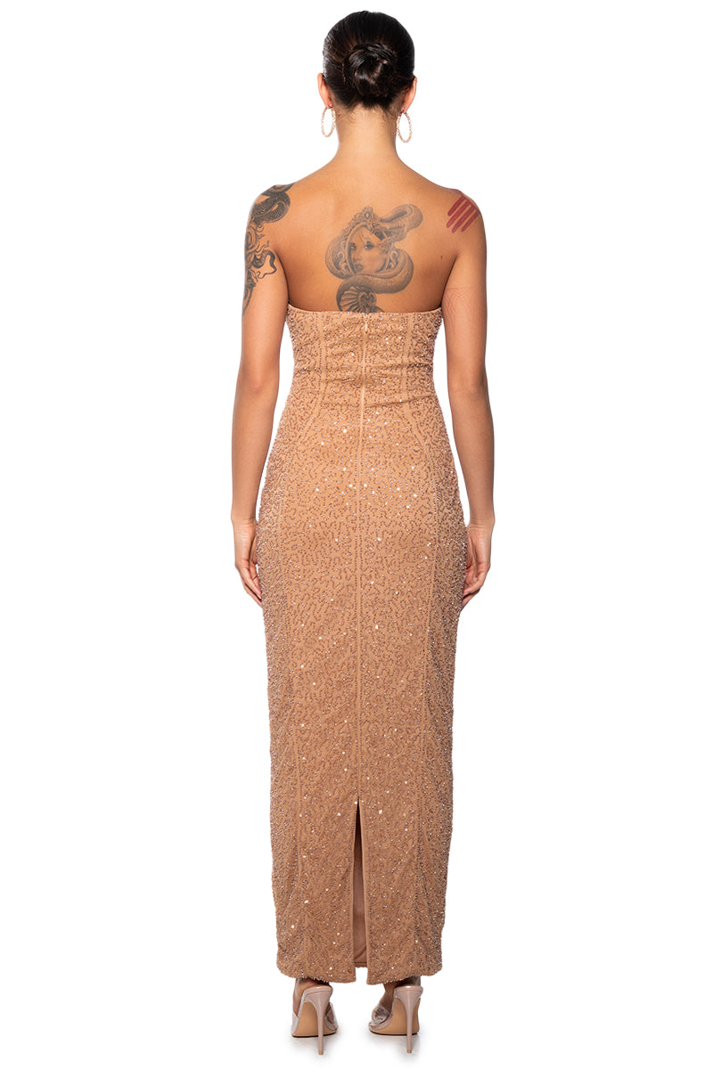 STAR OF THE SHOW EMBELLISHED MAXI DRESS