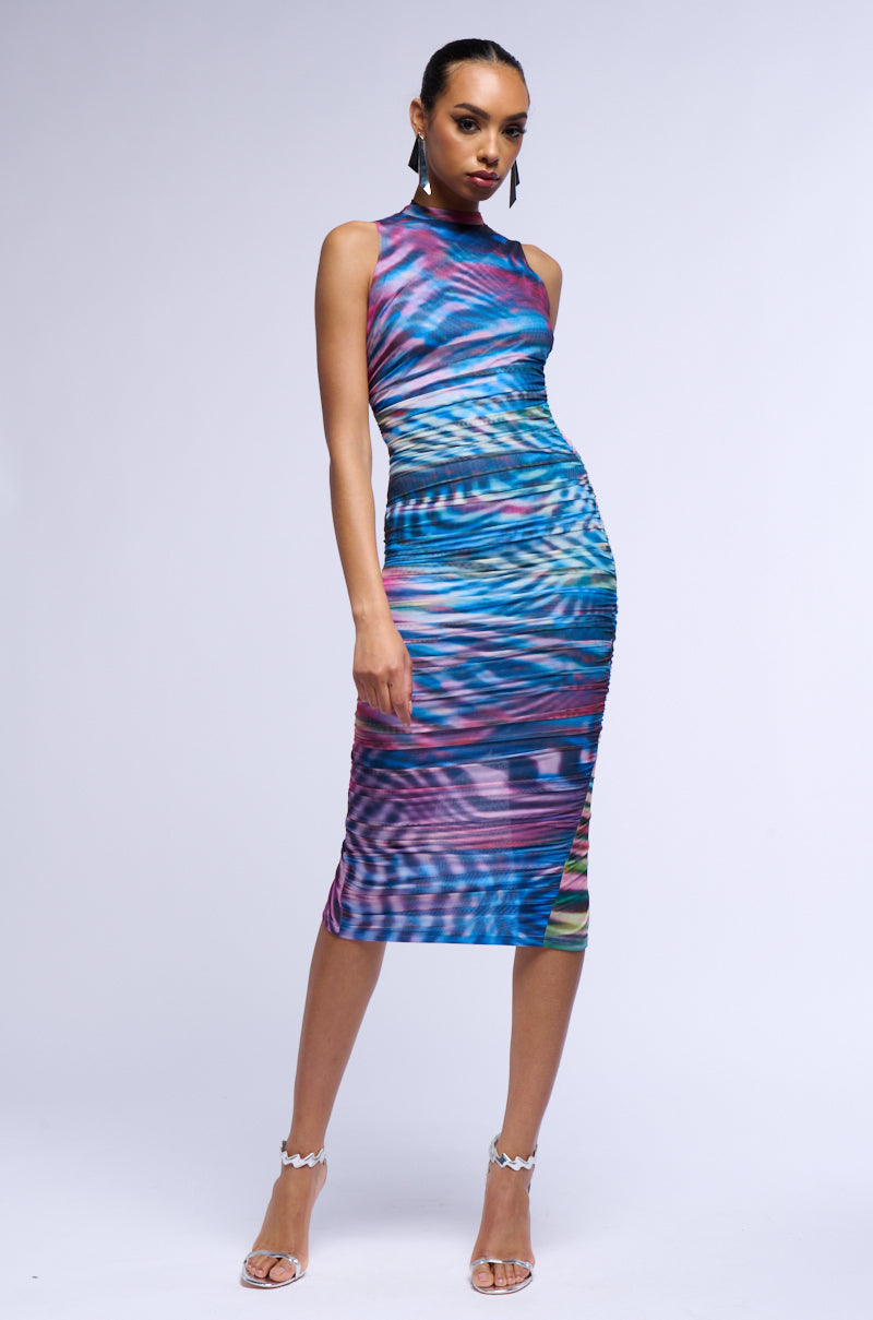 LOST IN TIME MESH MIDI DRESS