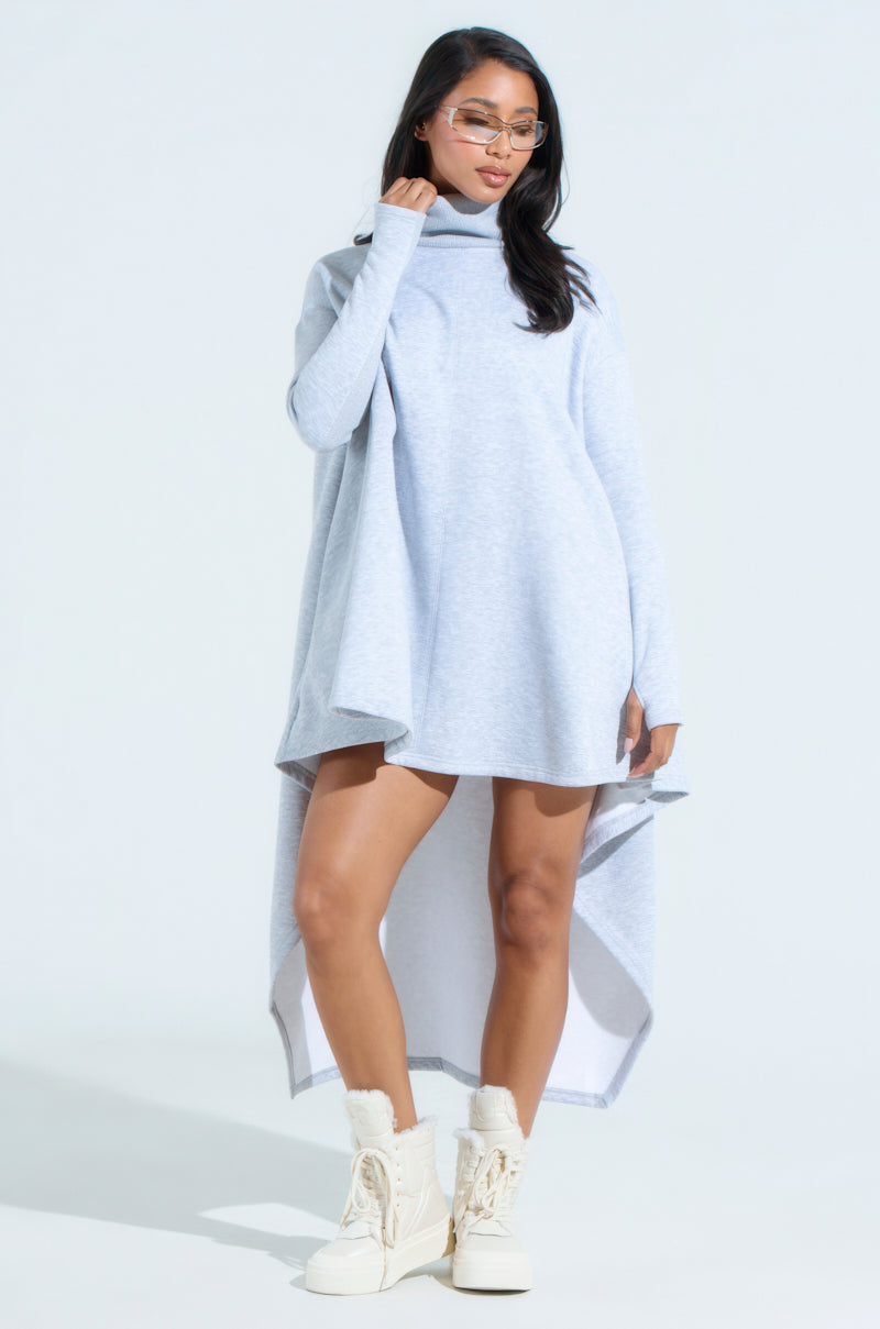 LAINIE TURTLENECK HIGH LOW SWEATSHIRT DRESS